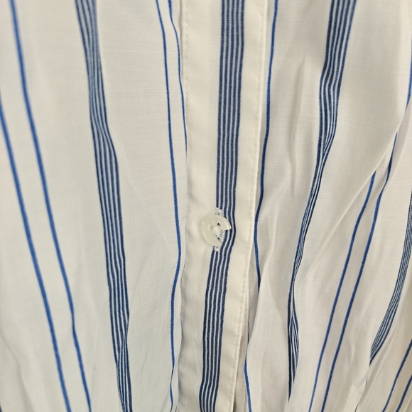 Elizabeth & James Blue White Striped Neck Tie Button Down Long Sleeve Shirt M - Picture 10 of 13